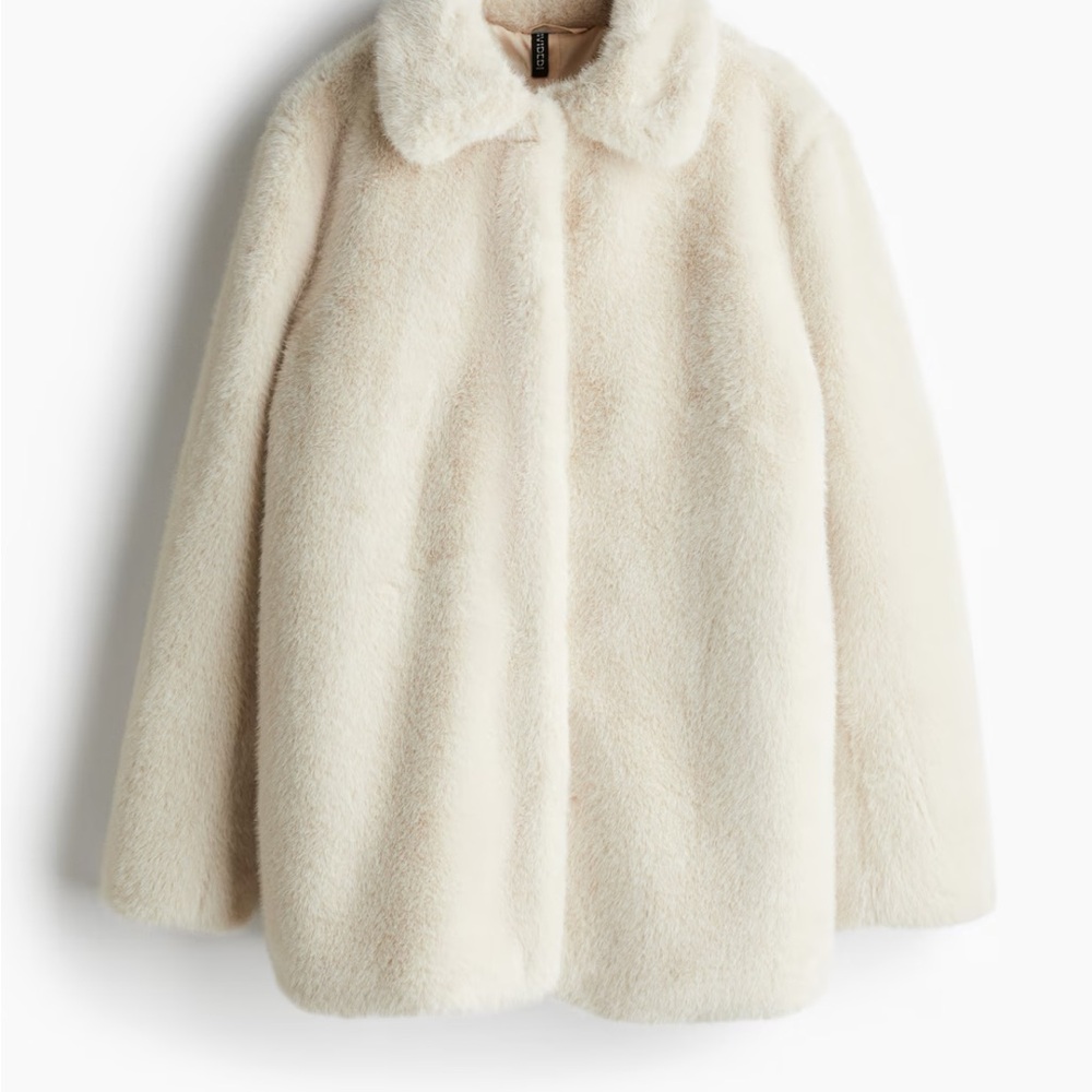 Women's Cream Faux Fur Coat